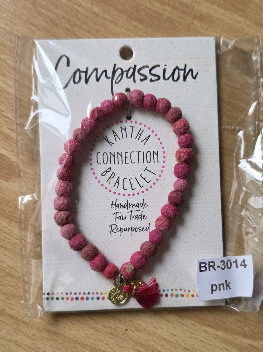 NEW! Kantha Connection "Compassion" Bracelet - Pink Magenta - One Size Fits Most